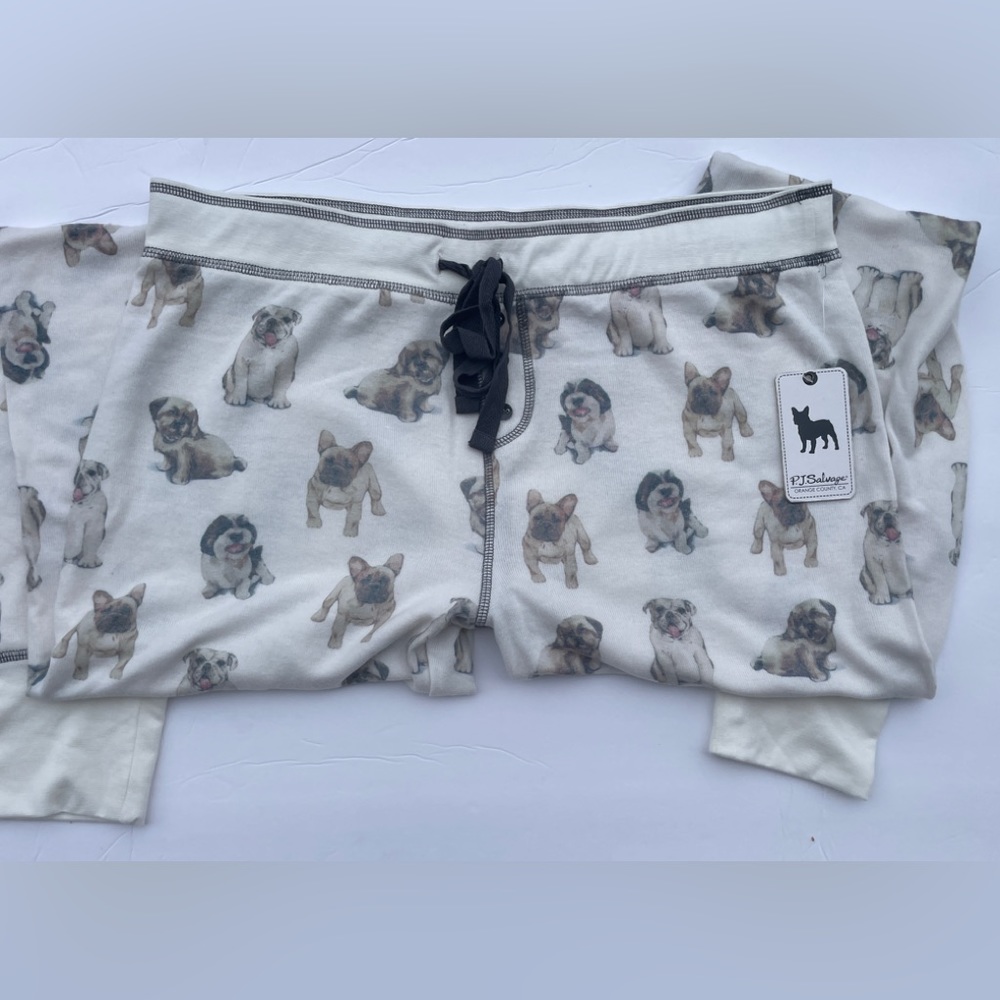 NWT Ivory PJ Savage Dog Jogger Pajama Pants French Bulldog Bulldog Shih Tzu